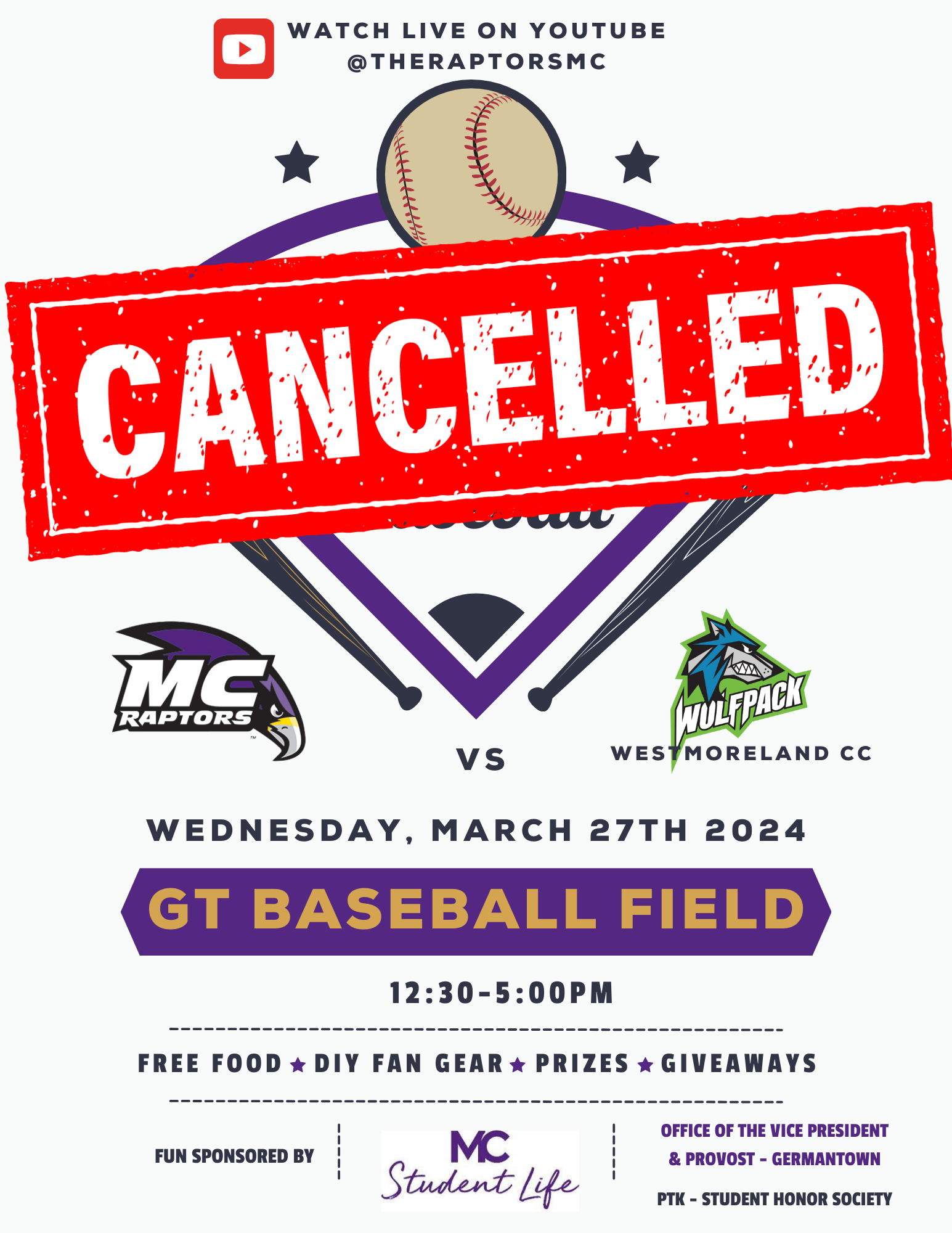 CANCELLED: Fun At The Park With Raptors Baseball - March 27th