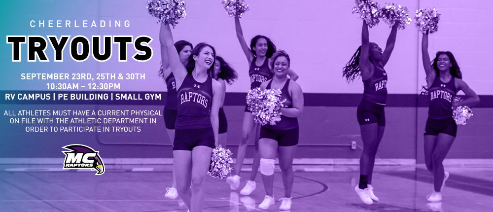 Cheer Tryouts September 23, 25, and 30