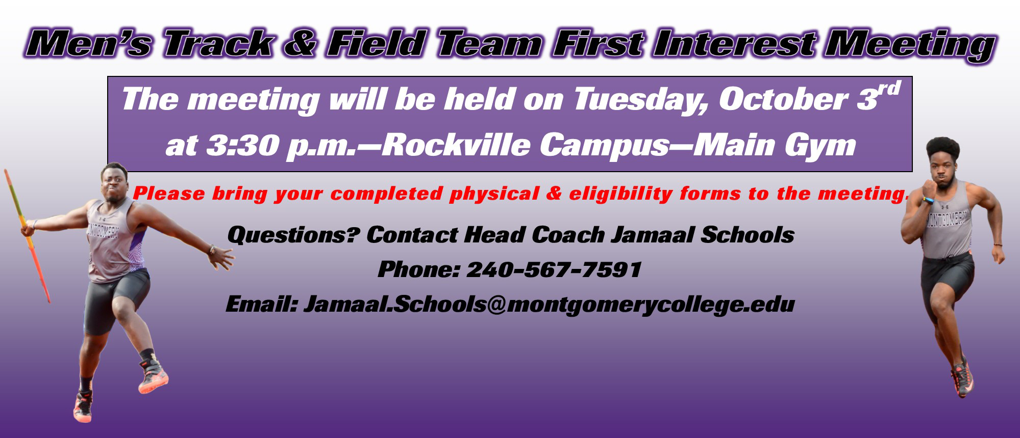 Men’s Track and Field Team Hosts Interest Meeting on Tuesday, October 3rd