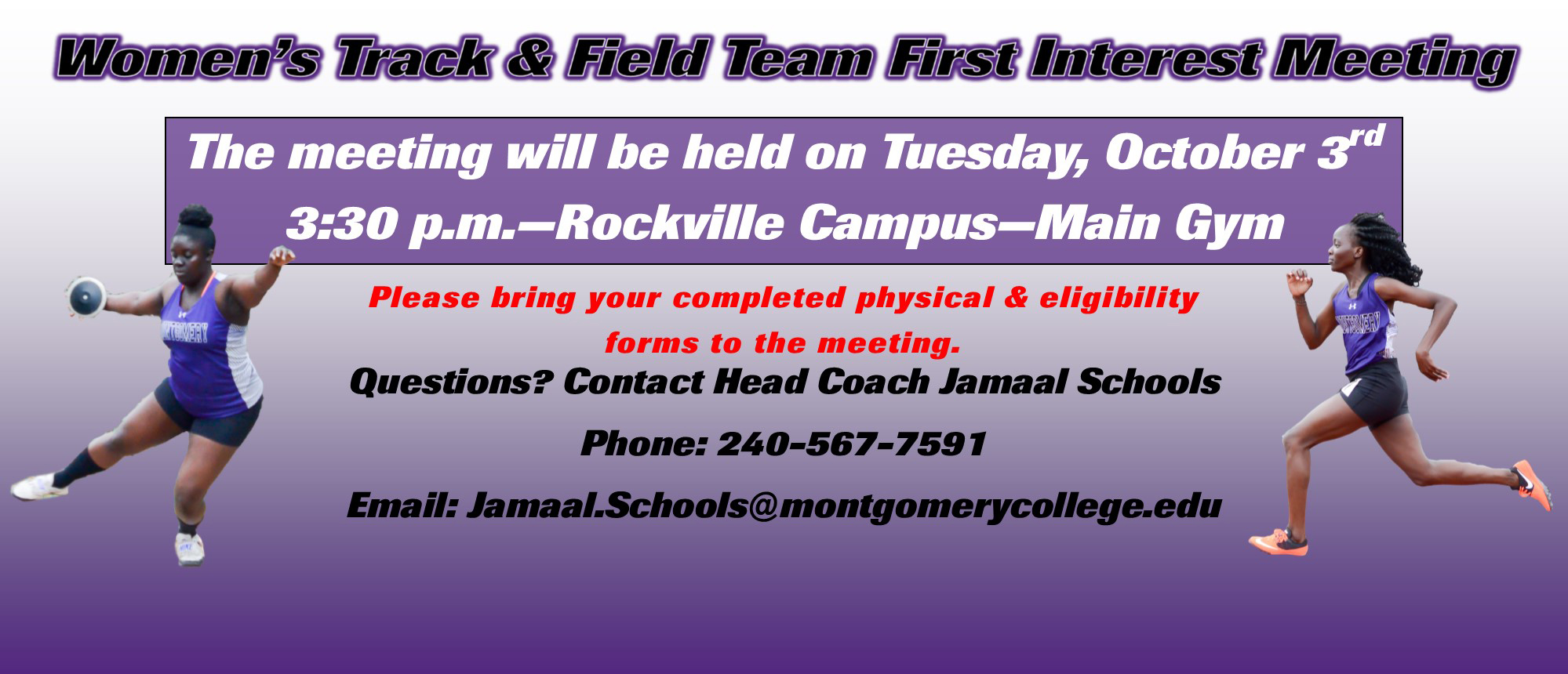 Women's Track and Field Team Hosts Interest Meeting on Tuesday, October 3rd