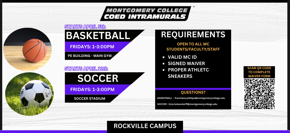 Spring 2024 Co-Ed Intramural Sports at Rockville Campus
