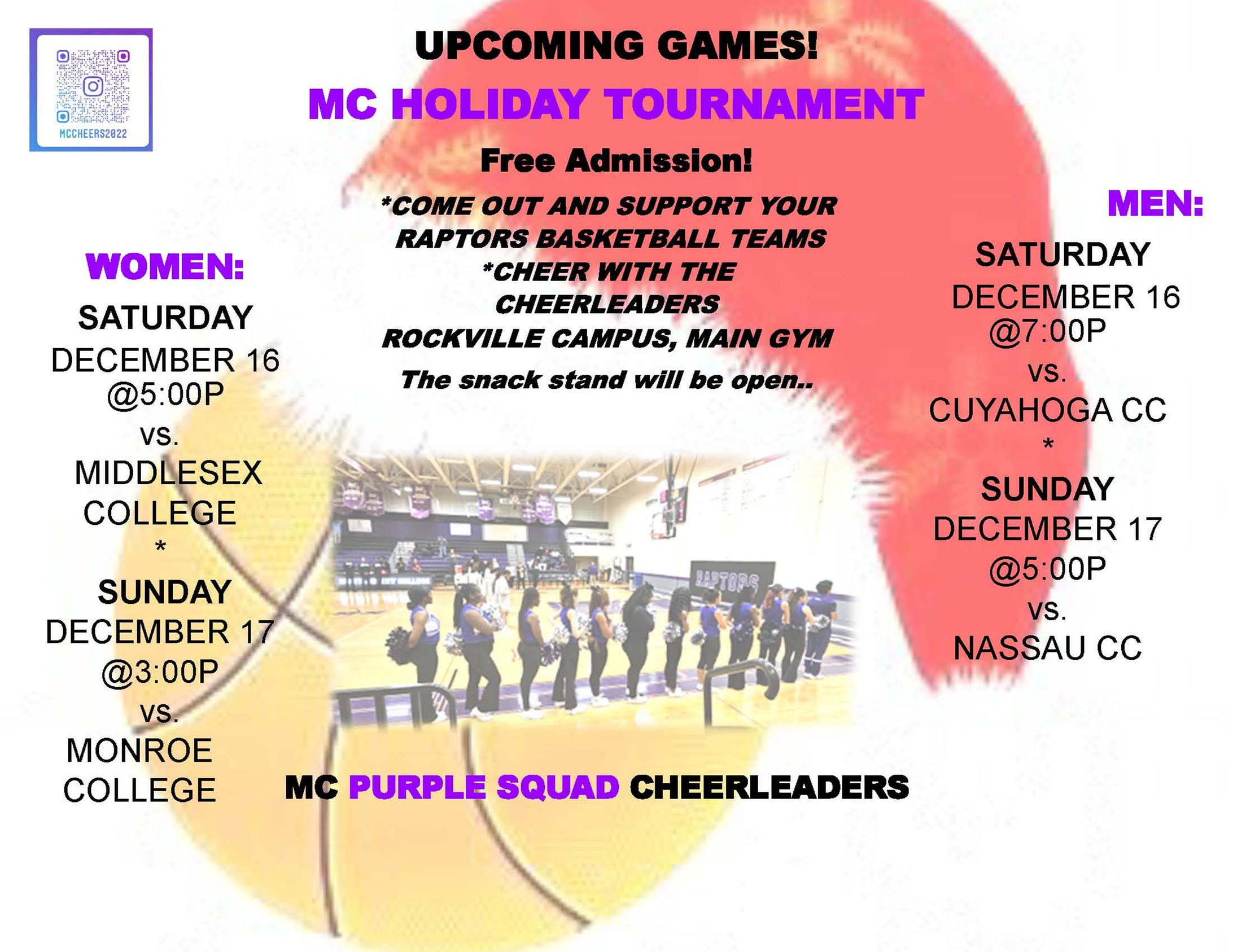 This Week's Cheerleading Events - MC Holiday Basketball Tournament